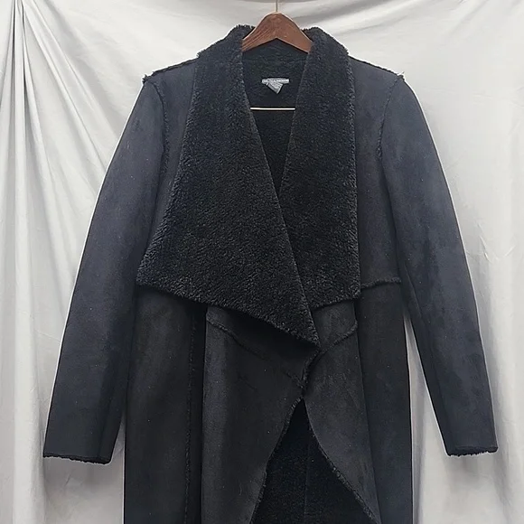 Chelsea And Theodore Large Coat Classy Warm Faux Fur Sherpa Lined - Picture 3 of 16